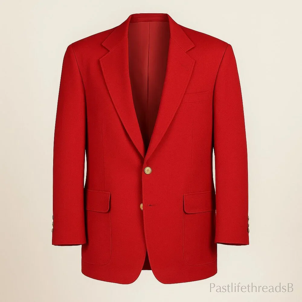 Vintage Edwards Red Blazer — Made in USA | Gold Crest Buttons | Heritage